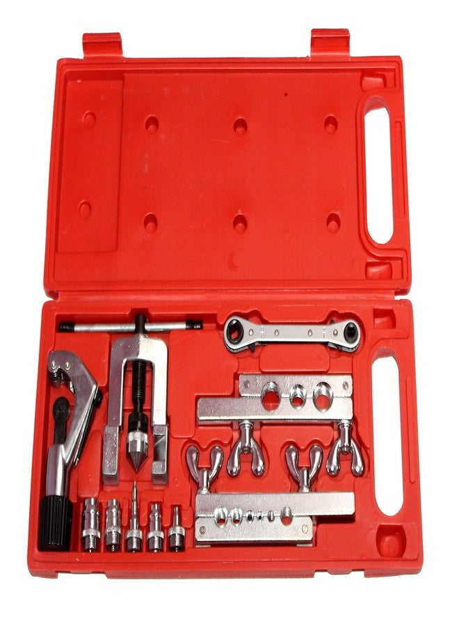 Mass Pro Heavy Duty Flaring Swaging Tool Set Tube Cutter Pipe Repair Refrigeration Expander Heavy Duty Steel Flaring Tools Kits Manual Pipe Double Flaring Expender Tool Tube Swaging Kit - Image 1
